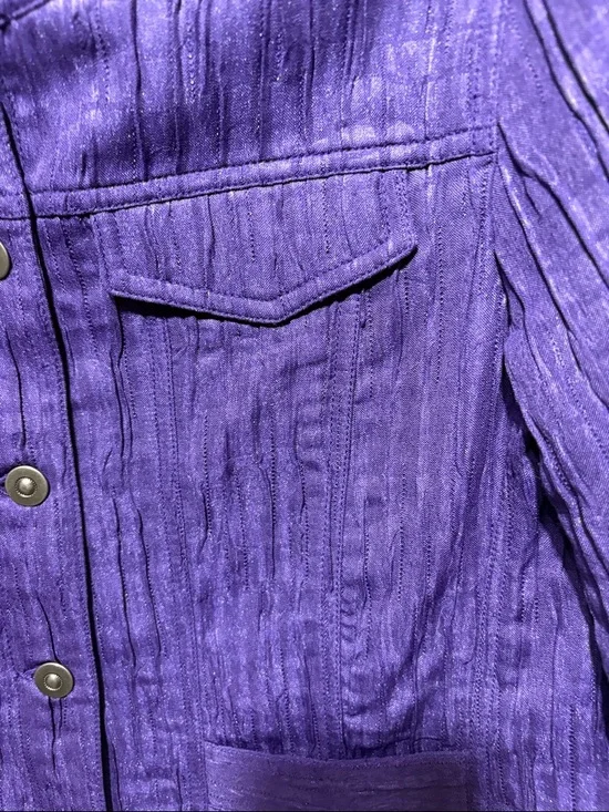 Ruby Rd. Deep Purple Textured Button-Front Jacket - Picture 9 of 10